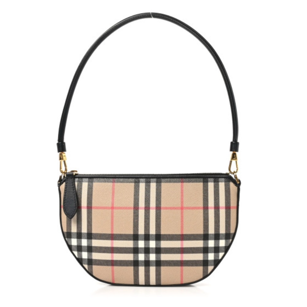 Sold-Burberry Tan and Black Shoulder Bag with Iconic Check Design